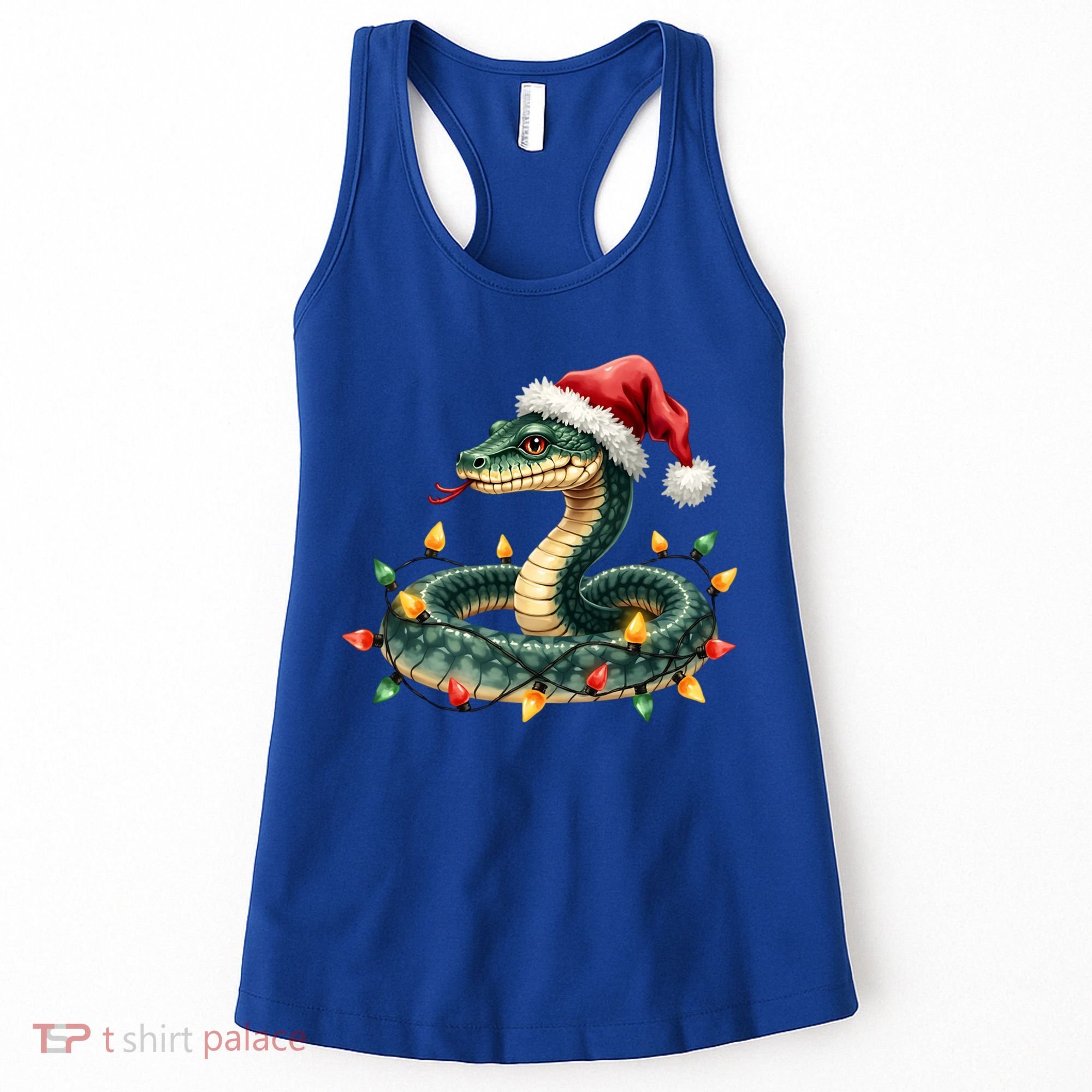 Christmas Snake Santa Hat Holiday Lights Funny Novelty Gift Women's Tank Top