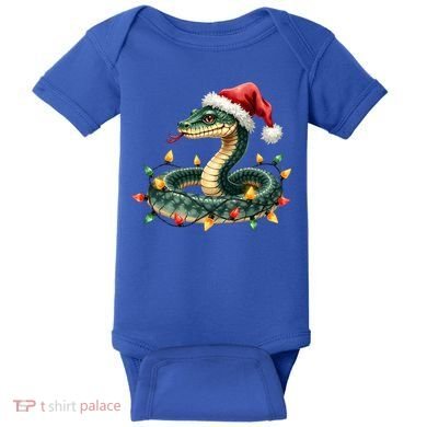 Christmas Snake Santa Hat Holiday Lights Funny Novelty Gift Baby Bodysuit