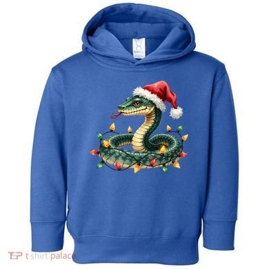 Christmas Snake Santa Hat Holiday Lights Funny Novelty Gift Toddler Hoodie