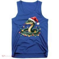 Christmas Snake Santa Hat Holiday Lights Funny Novelty Gift Tank Top thumb 0