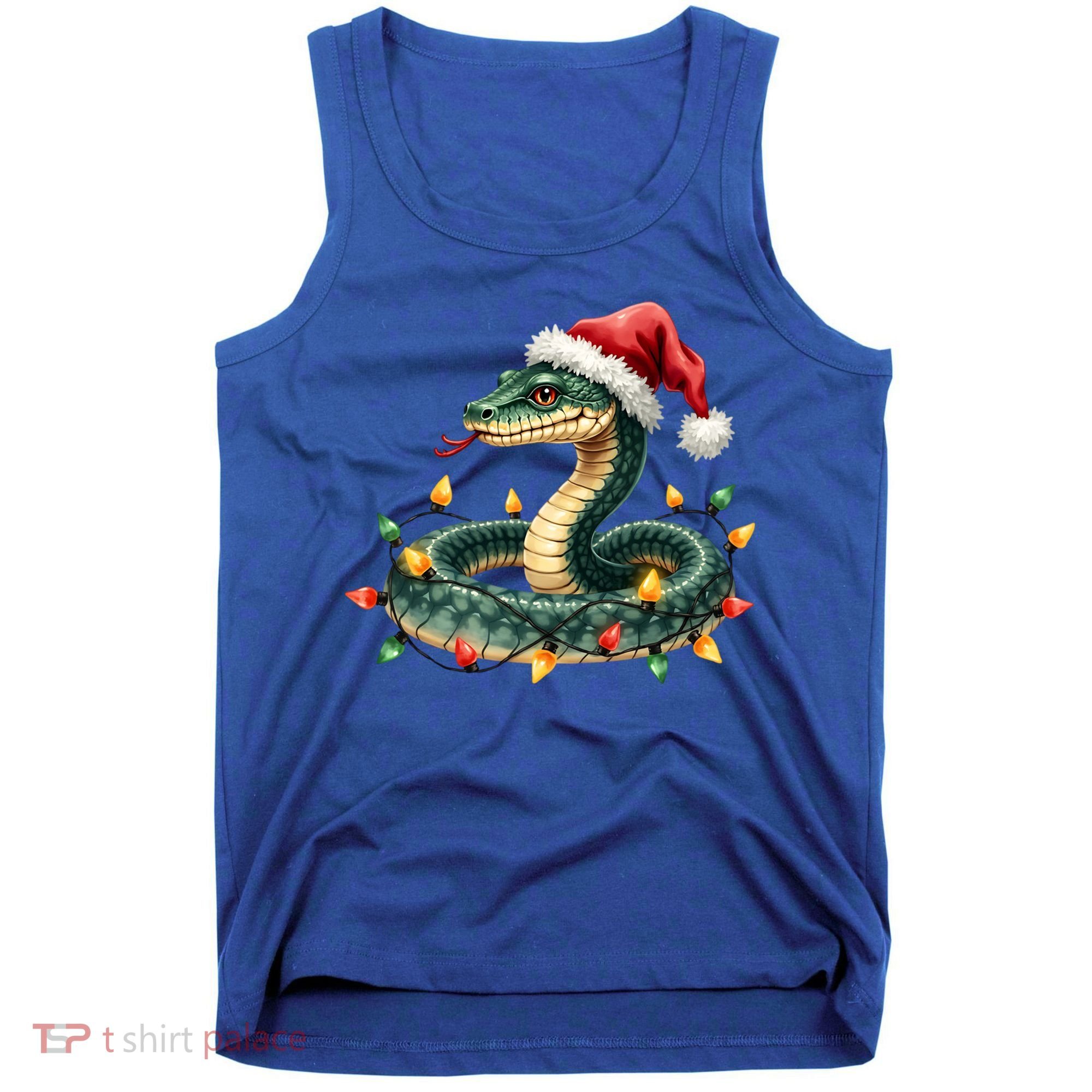 Christmas Snake Santa Hat Holiday Lights Funny Novelty Gift Tank Top