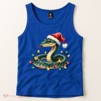 Christmas Snake Santa Hat Holiday Lights Funny Novelty Gift Tank Top thumb 2