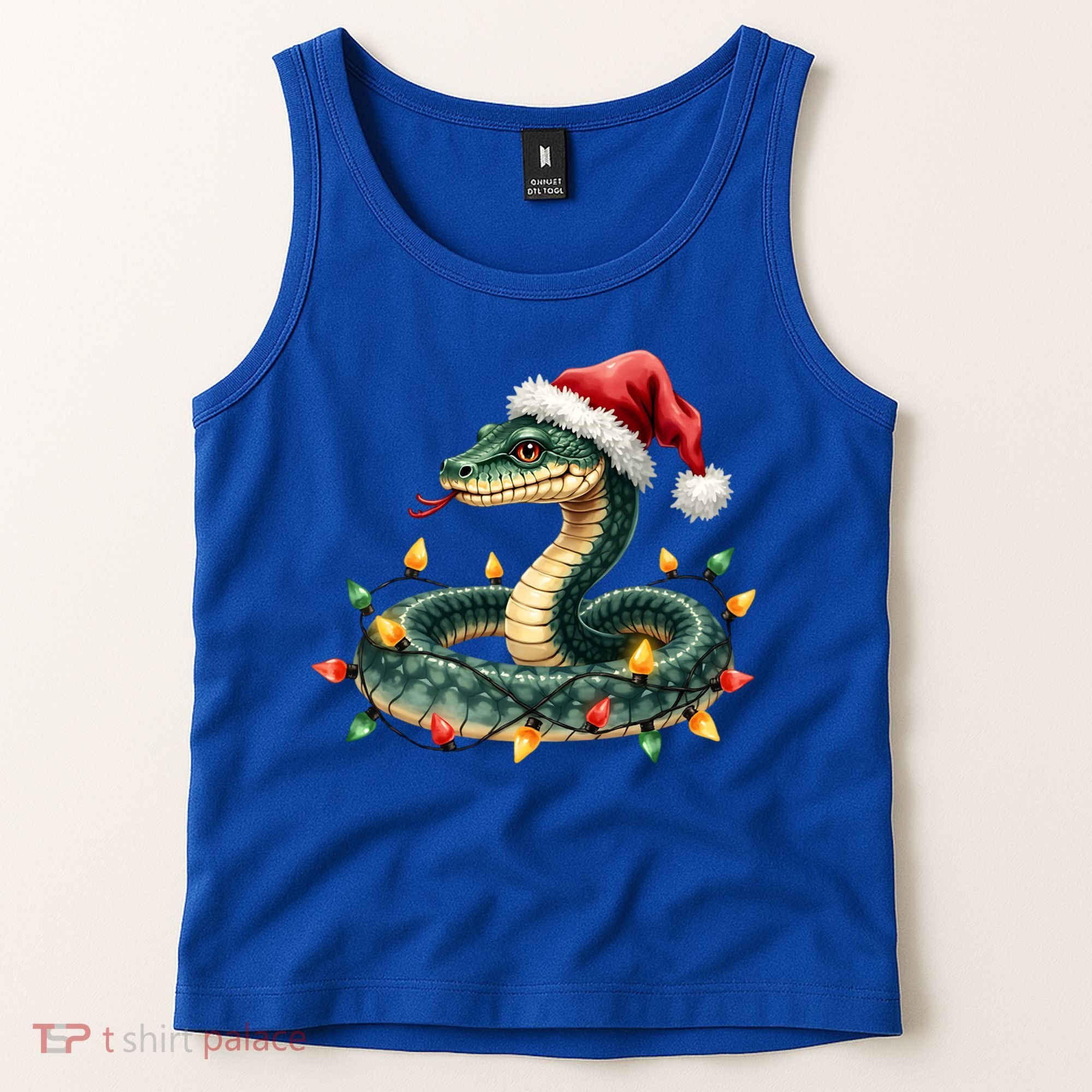 Christmas Snake Santa Hat Holiday Lights Funny Novelty Gift Tank Top