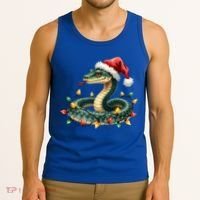 Christmas Snake Santa Hat Holiday Lights Funny Novelty Gift Tank Top thumb 3