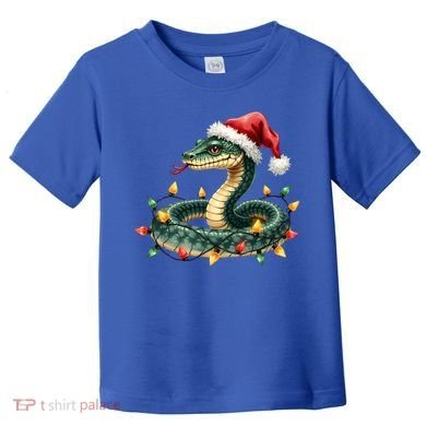 Christmas Snake Santa Hat Holiday Lights Funny Novelty Gift Toddler T-Shirt