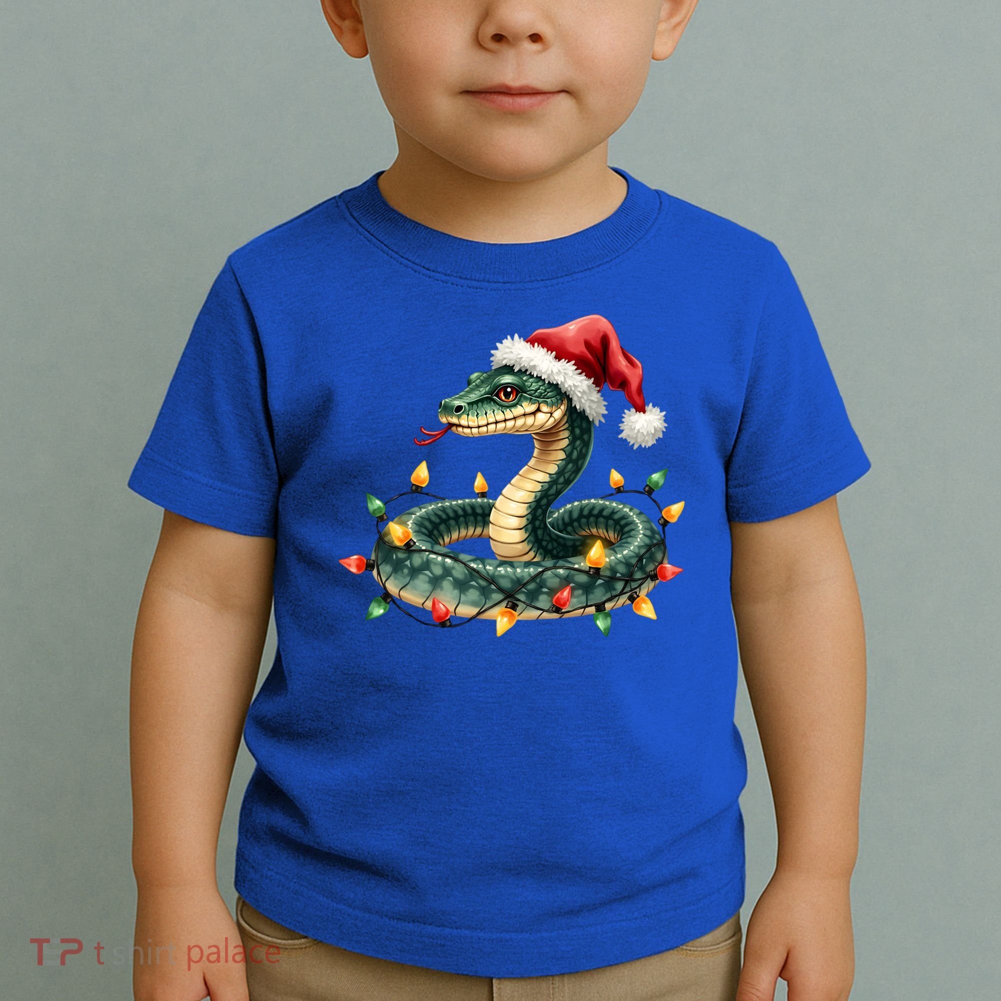 Christmas Snake Santa Hat Holiday Lights Funny Novelty Gift Toddler T-Shirt
