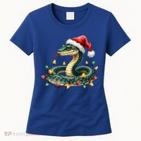 Christmas Snake Santa Hat Holiday Lights Funny Novelty Gift Women's T-Shirt thumb 0