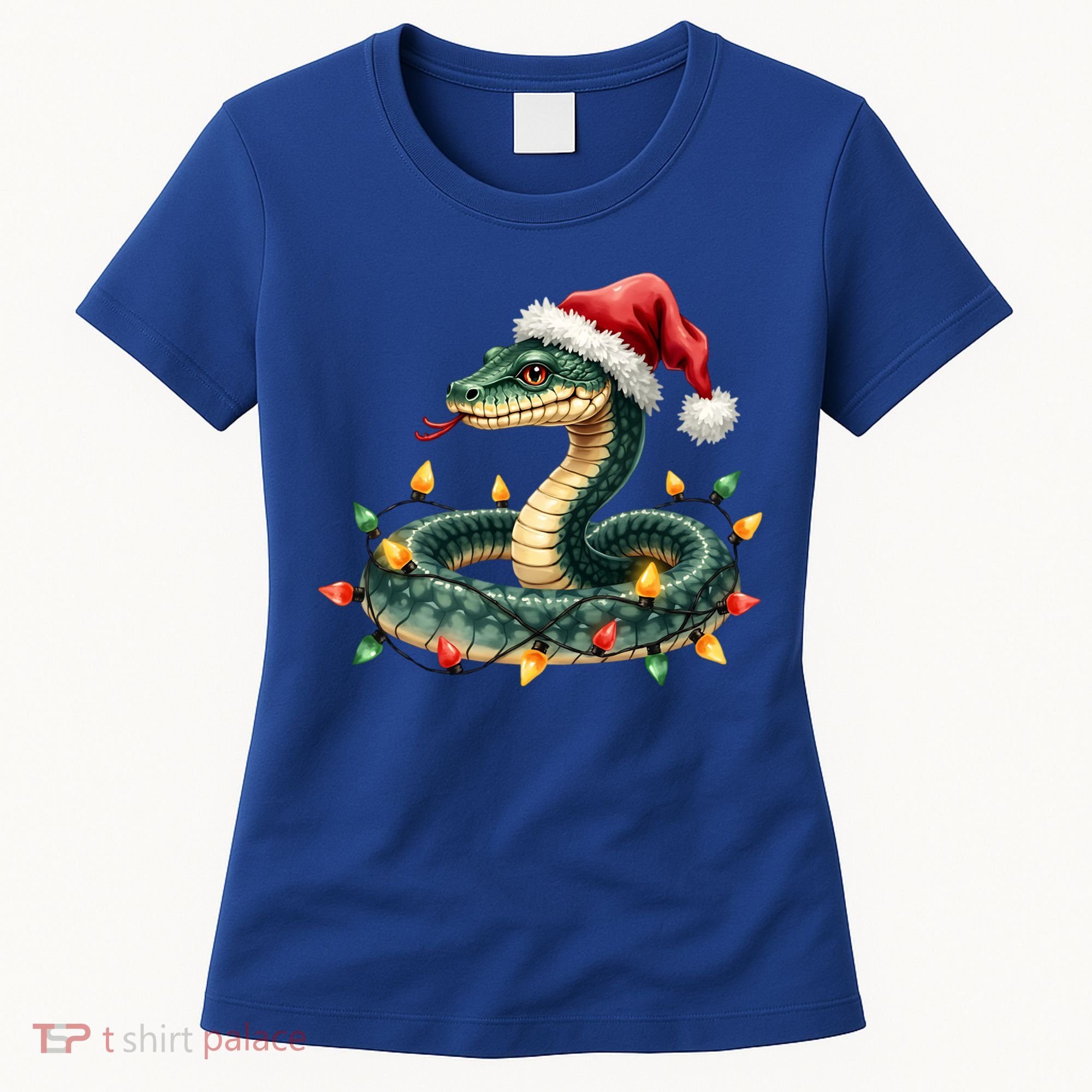 Christmas Snake Santa Hat Holiday Lights Funny Novelty Gift Women's T-Shirt