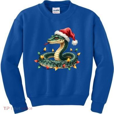 Christmas Snake Santa Hat Holiday Lights Funny Novelty Gift Kids Sweatshirt