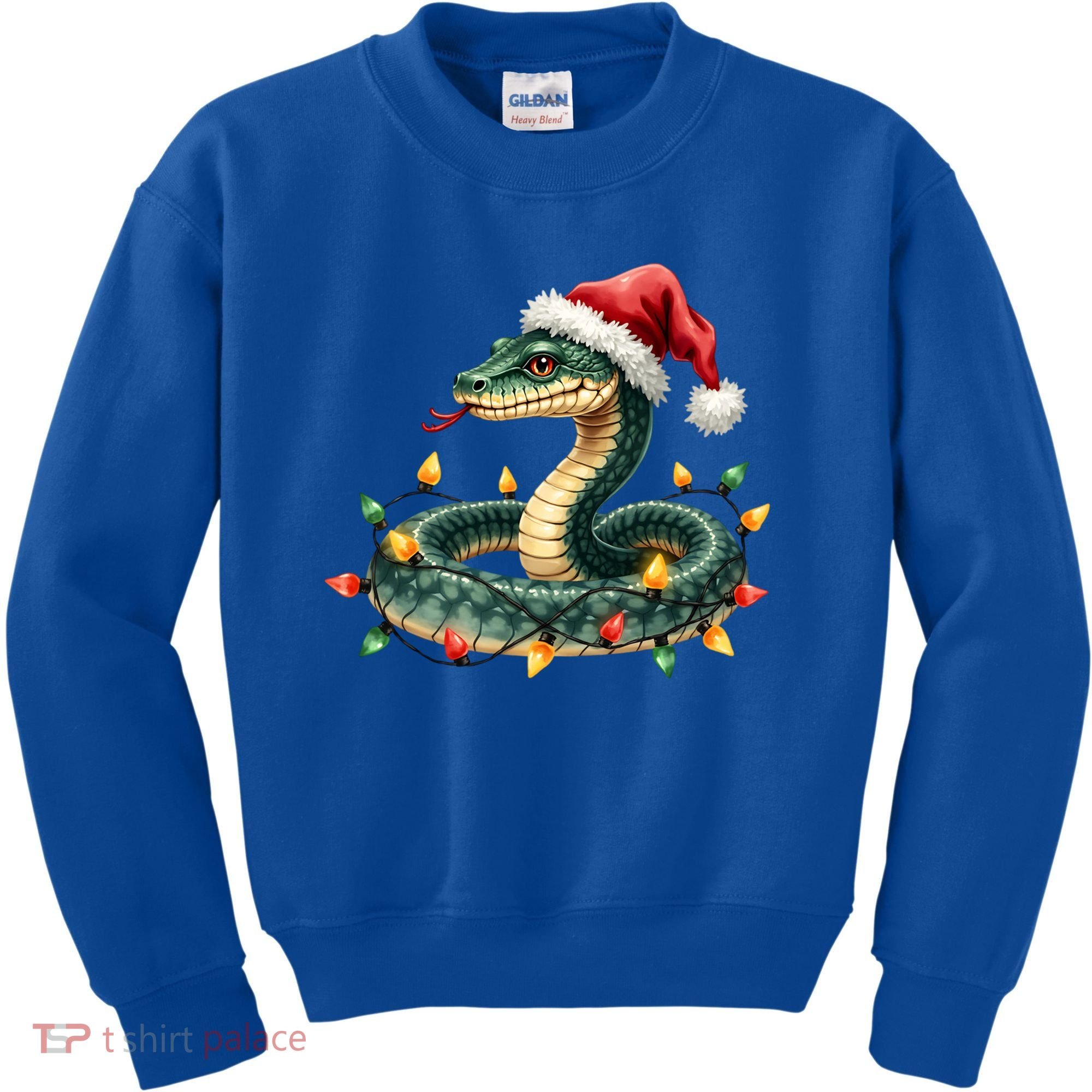 Christmas Snake Santa Hat Holiday Lights Funny Novelty Gift Kids Sweatshirt