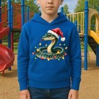 Christmas Snake Santa Hat Holiday Lights Funny Novelty Gift Kids Hoodie thumb 2