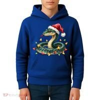 Christmas Snake Santa Hat Holiday Lights Funny Novelty Gift Kids Hoodie thumb 4