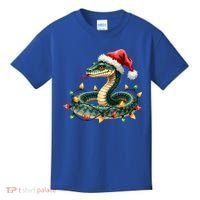 Christmas Snake Santa Hat Holiday Lights Funny Novelty Gift Kids T-Shirt thumb 0