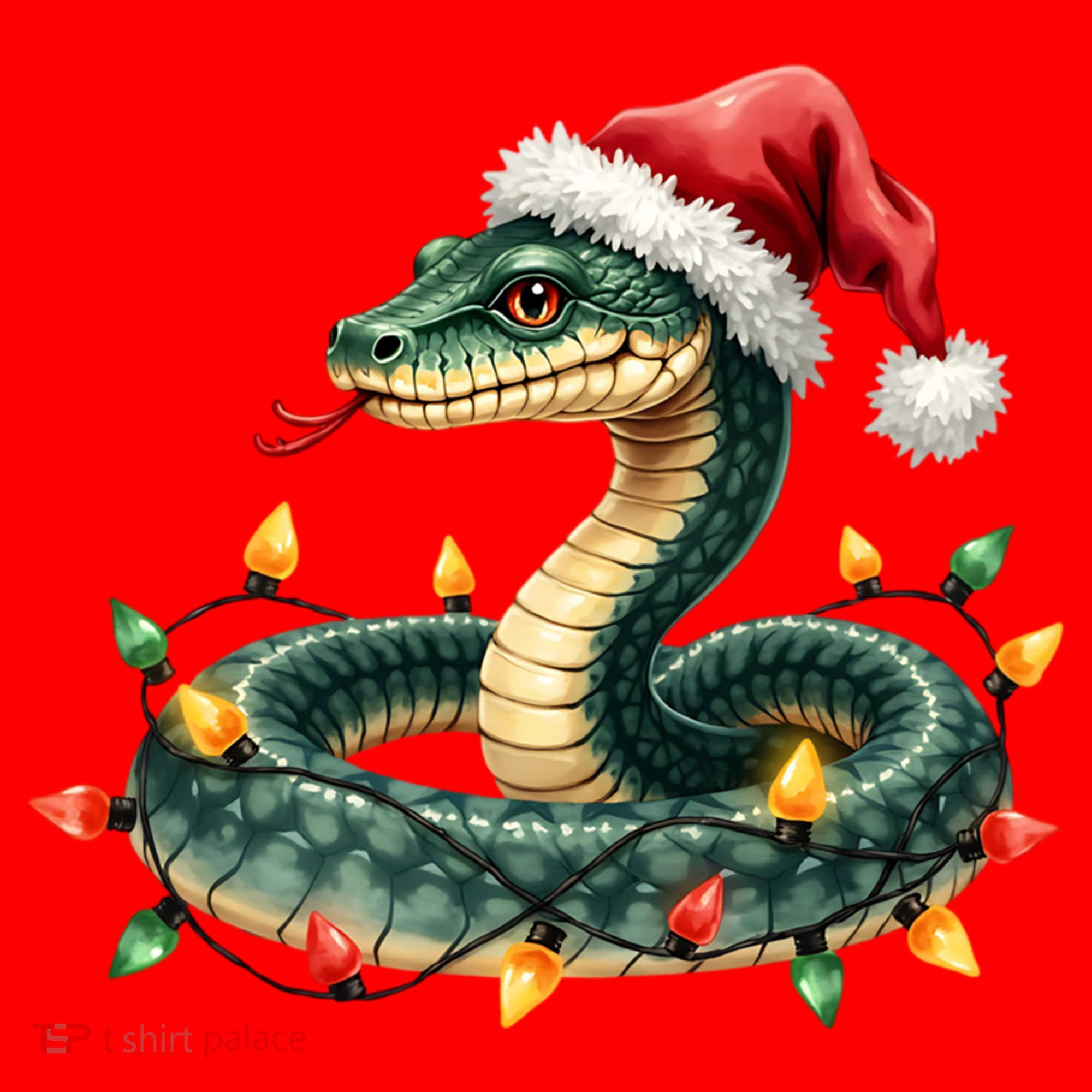 Christmas Snake Santa Hat Holiday Lights Funny Novelty Gift Santa Hat