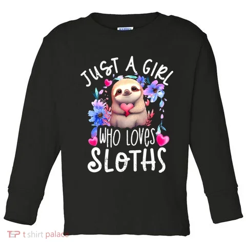 Cute Sloth , Sloth Lover Tee, Sloth , Sloth Toddler Long Sleeve in the selected color
