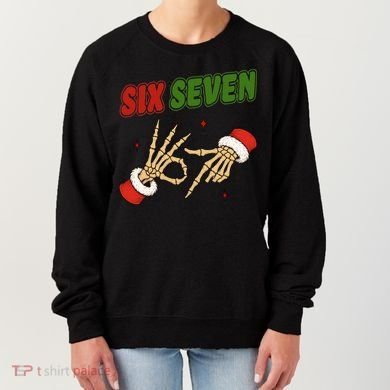 Christmas Six Seven Skeleton Santa 67 Funny X-Mas Women's Sweatshirt