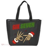 Christmas Six Seven Skeleton Santa 67 Funny X-Mas Tote Bag thumb 0