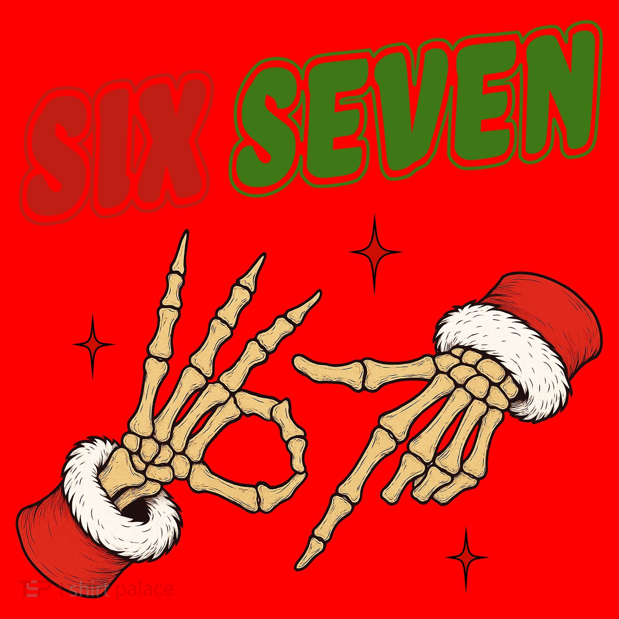Christmas Six Seven Skeleton Santa 67 Funny X-Mas Santa Hat