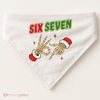 Christmas Six Seven Skeleton Santa 67 Funny X-Mas USA-Made Doggie Bandana thumb 0