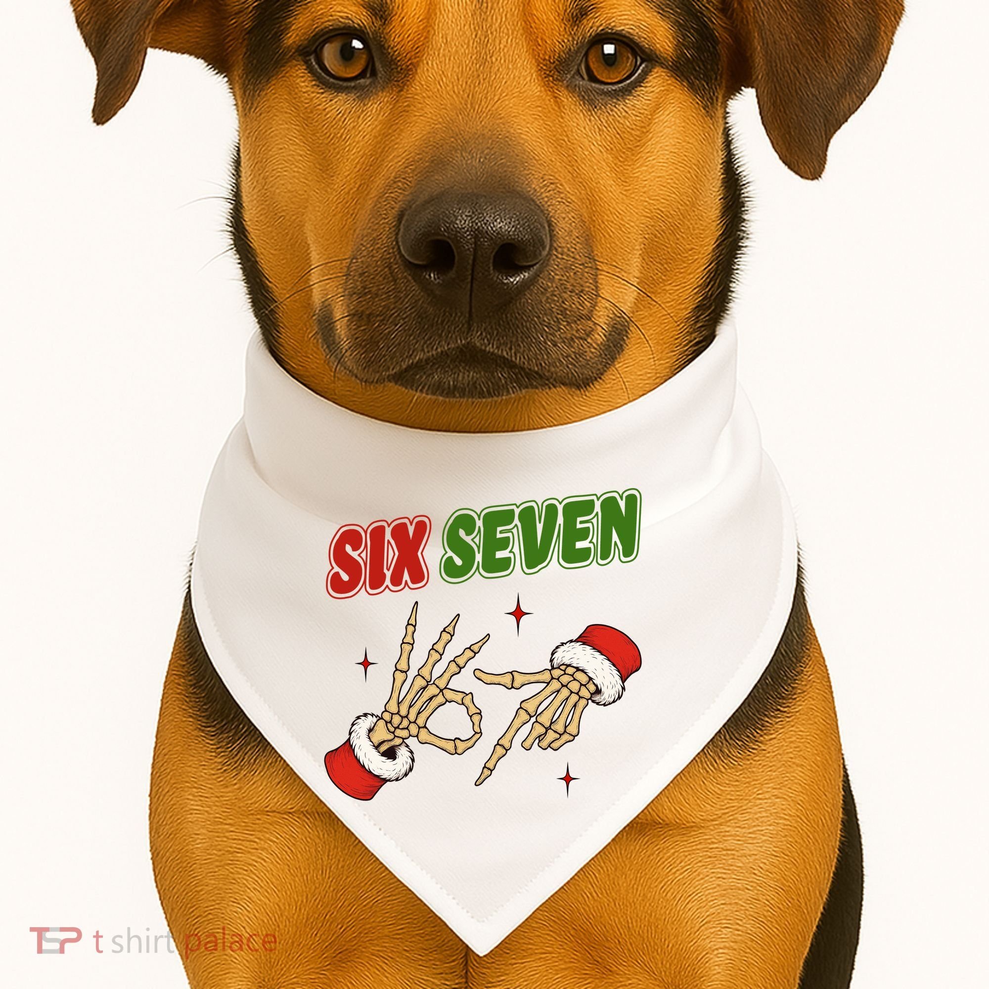 Christmas Six Seven Skeleton Santa 67 Funny X-Mas USA-Made Doggie Bandana