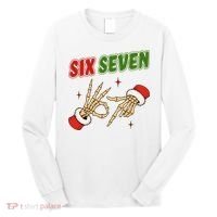 Christmas Six Seven Skeleton Santa 67 Funny X-Mas Long Sleeve Shirt thumb 0