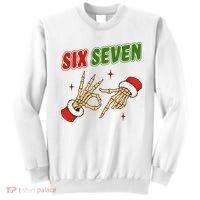 Christmas Six Seven Skeleton Santa 67 Funny X-Mas Sweatshirt thumb 0
