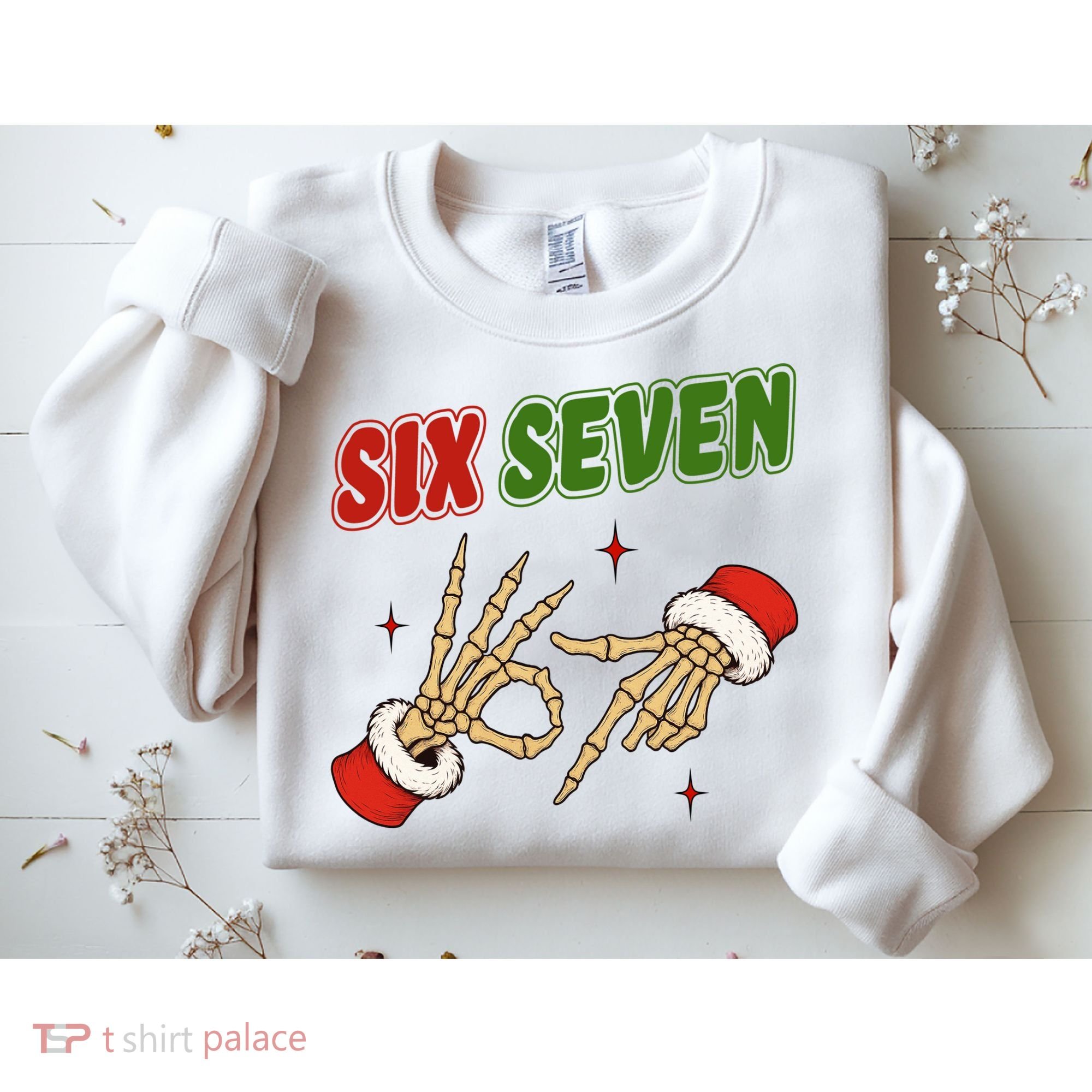 Christmas Six Seven Skeleton Santa 67 Funny X-Mas Sweatshirt