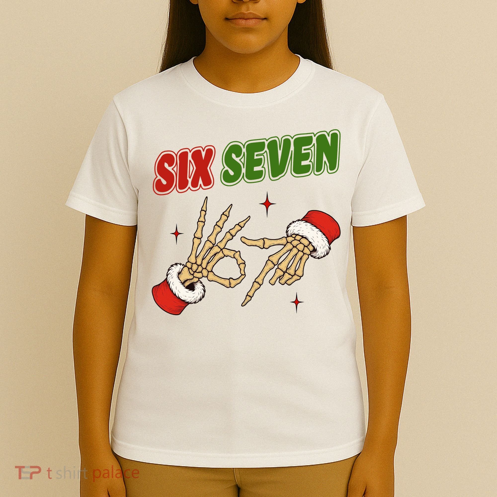 Christmas Six Seven Skeleton Santa 67 Funny X-Mas T-Shirt