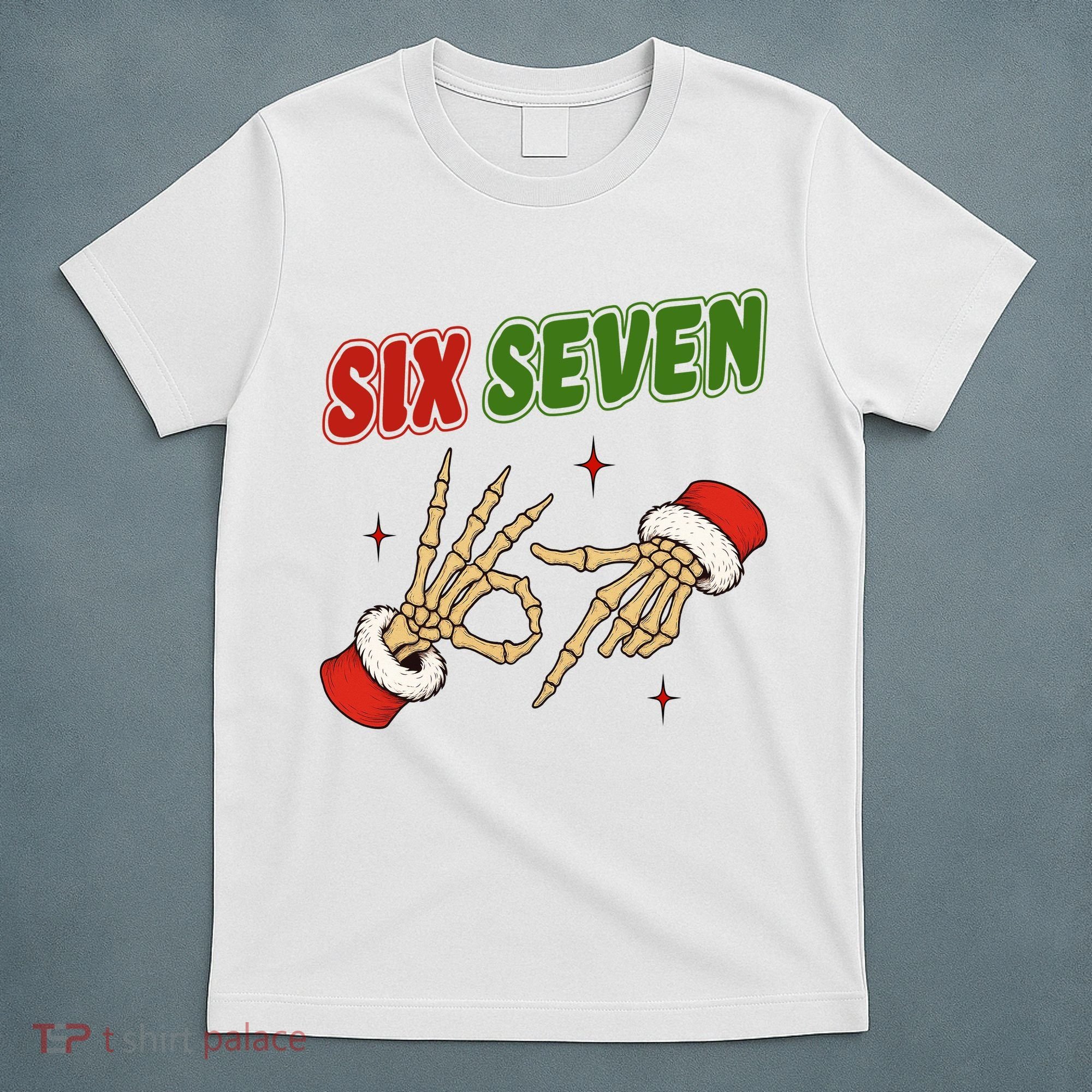 Christmas Six Seven Skeleton Santa 67 Funny X-Mas T-Shirt