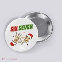 Christmas Six Seven Skeleton Santa 67 Funny X-Mas Button thumb 0