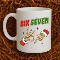 Christmas Six Seven Skeleton Santa 67 Funny X-Mas Coffee Mug thumb 2