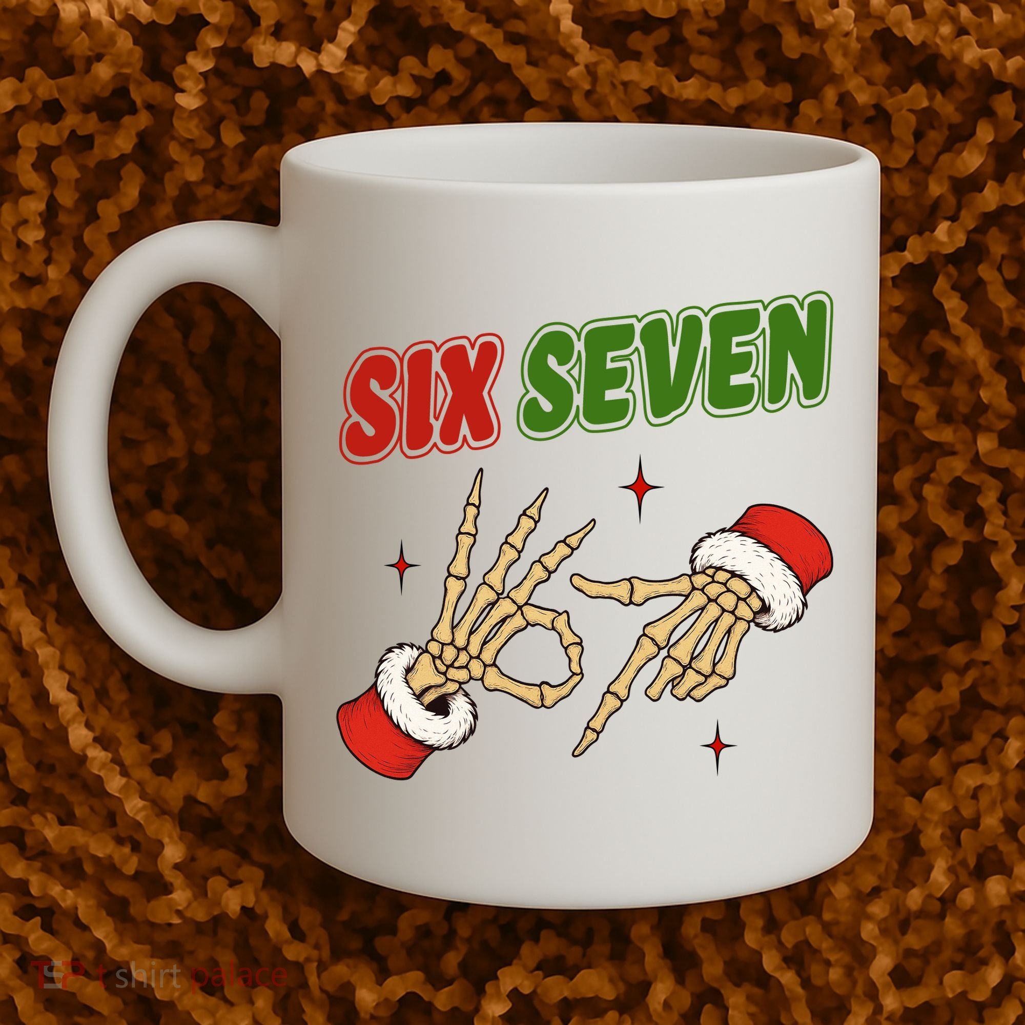 Christmas Six Seven Skeleton Santa 67 Funny X-Mas Coffee Mug