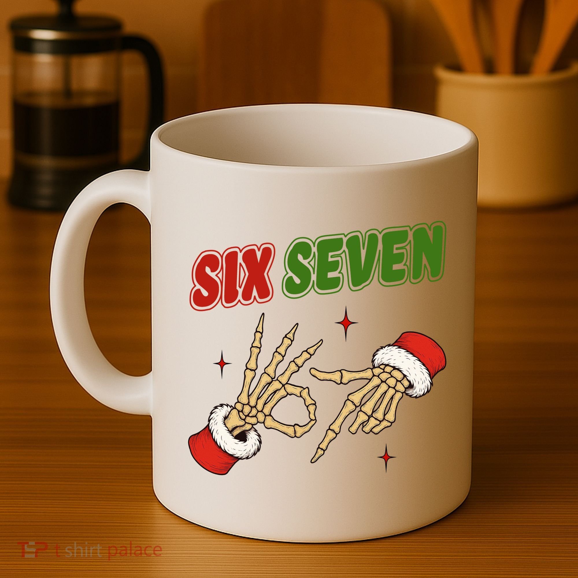 Christmas Six Seven Skeleton Santa 67 Funny X-Mas Coffee Mug