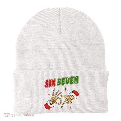 Christmas Six Seven Skeleton Santa 67 Funny X-Mas Beanie