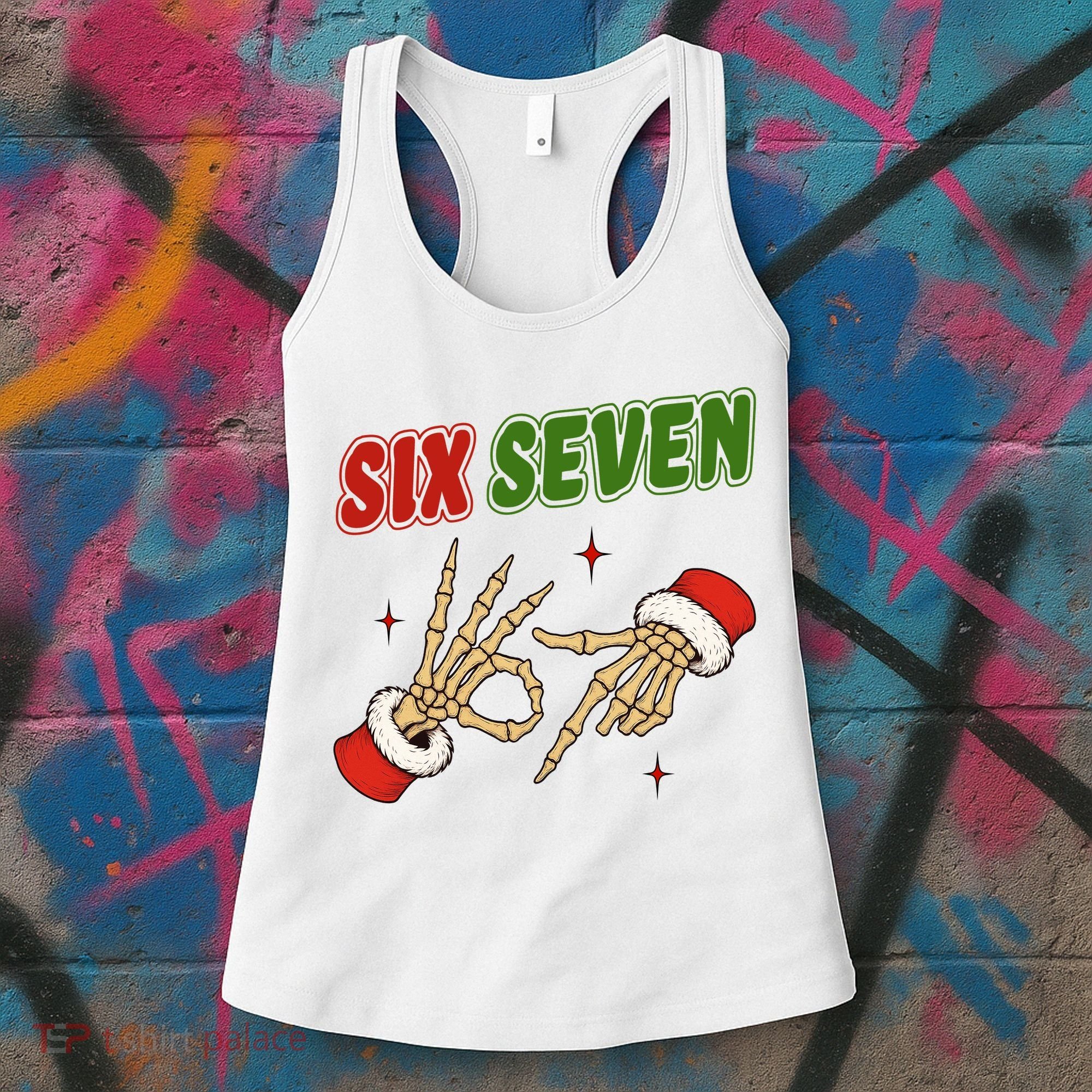 Christmas Six Seven Skeleton Santa 67 Funny X-Mas Women's Tank Top