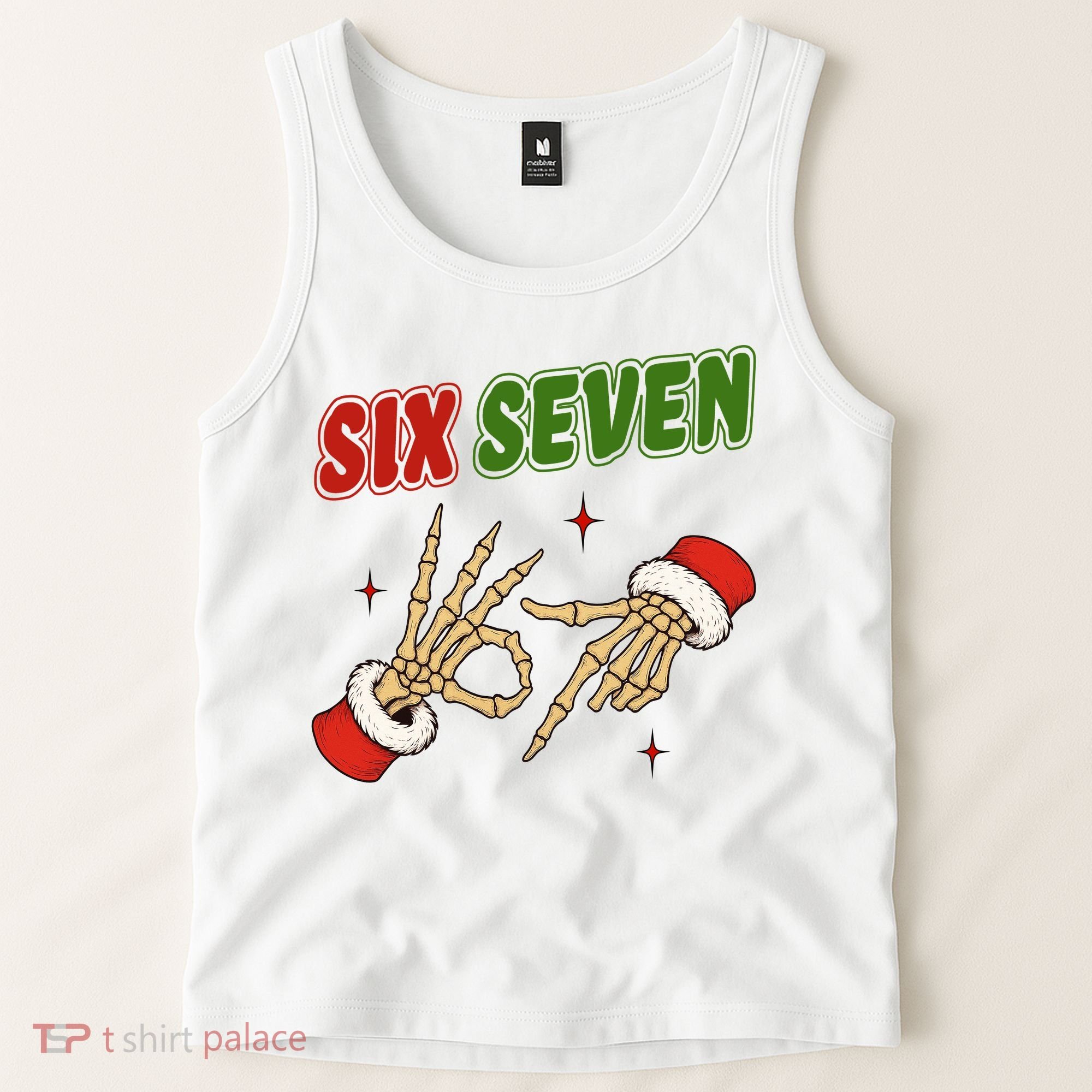 Christmas Six Seven Skeleton Santa 67 Funny X-Mas Tank Top