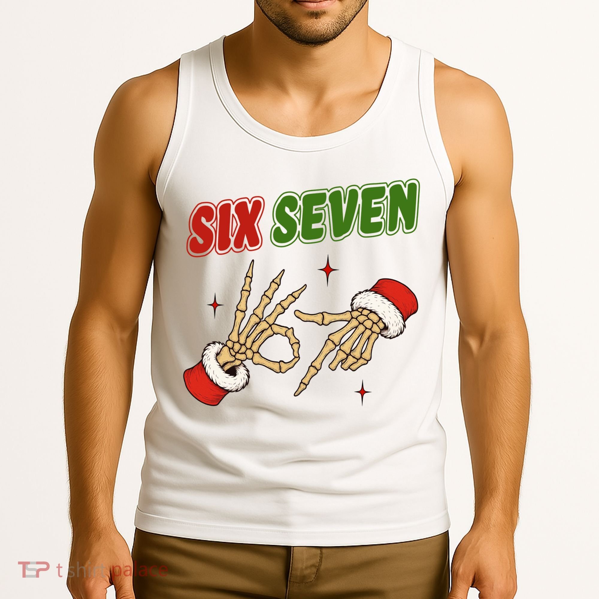 Christmas Six Seven Skeleton Santa 67 Funny X-Mas Tank Top