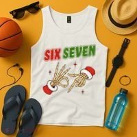 Christmas Six Seven Skeleton Santa 67 Funny X-Mas Tank Top thumb 4