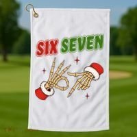 Christmas Six Seven Skeleton Santa 67 Funny X-Mas Golf Towel thumb 1