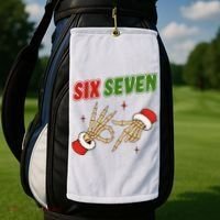 Christmas Six Seven Skeleton Santa 67 Funny X-Mas Golf Towel thumb 2
