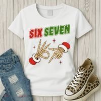 Christmas Six Seven Skeleton Santa 67 Funny X-Mas Women's T-Shirt thumb 3