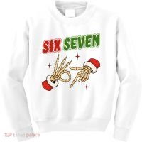 Christmas Six Seven Skeleton Santa 67 Funny X-Mas Kids Sweatshirt thumb 0