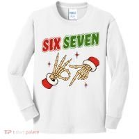 Christmas Six Seven Skeleton Santa 67 Funny X-Mas Kids Long Sleeve Shirt thumb 0