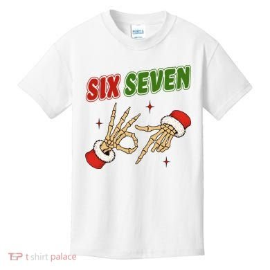 Christmas Six Seven Skeleton Santa 67 Funny X-Mas Kids T-Shirt