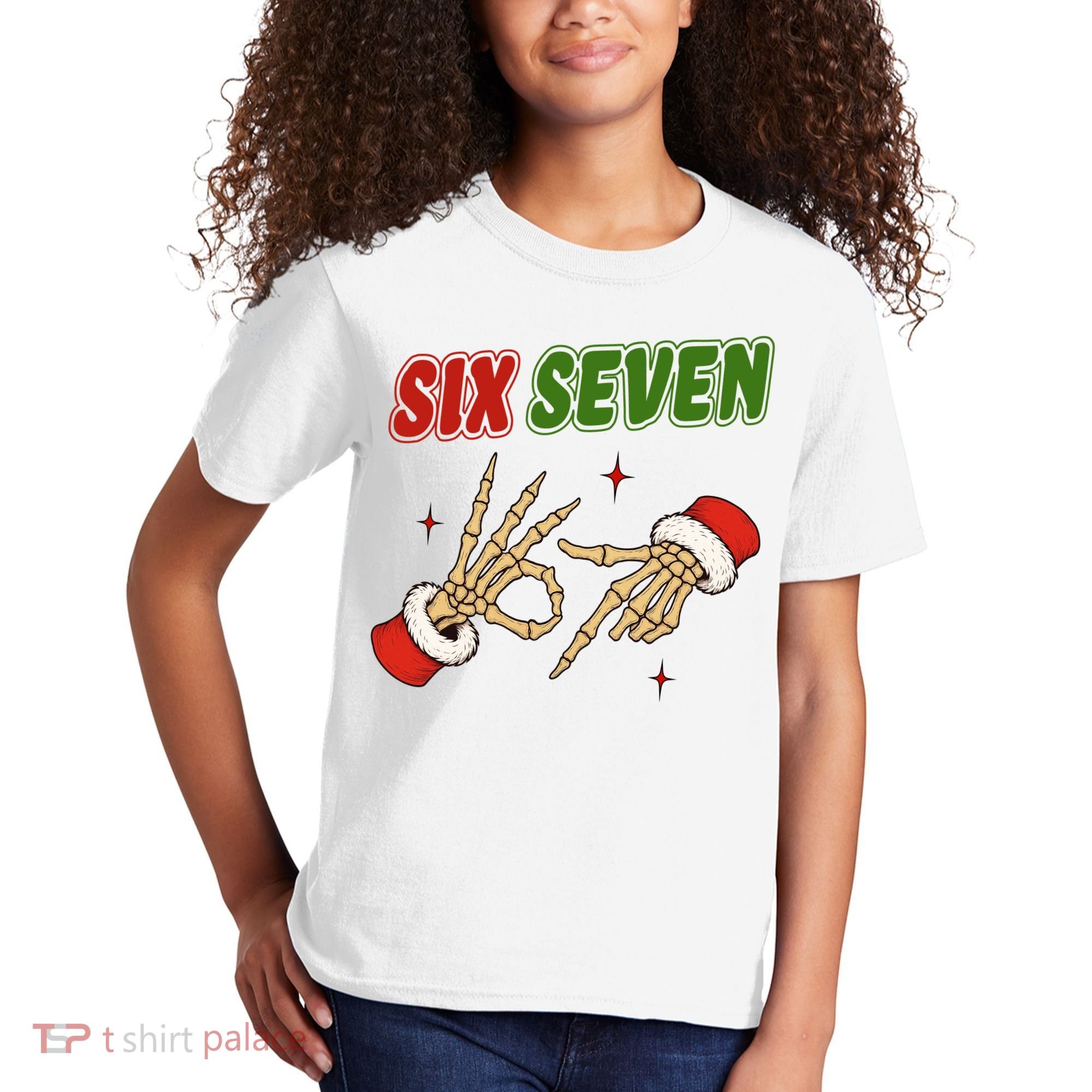 Christmas Six Seven Skeleton Santa 67 Funny X-Mas Kids T-Shirt