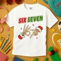 Christmas Six Seven Skeleton Santa 67 Funny X-Mas Kids T-Shirt thumb 3