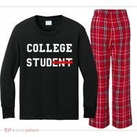 College Student Stud Funny College Gift Kids Long Sleeve Plaid Pajama Set thumb 0