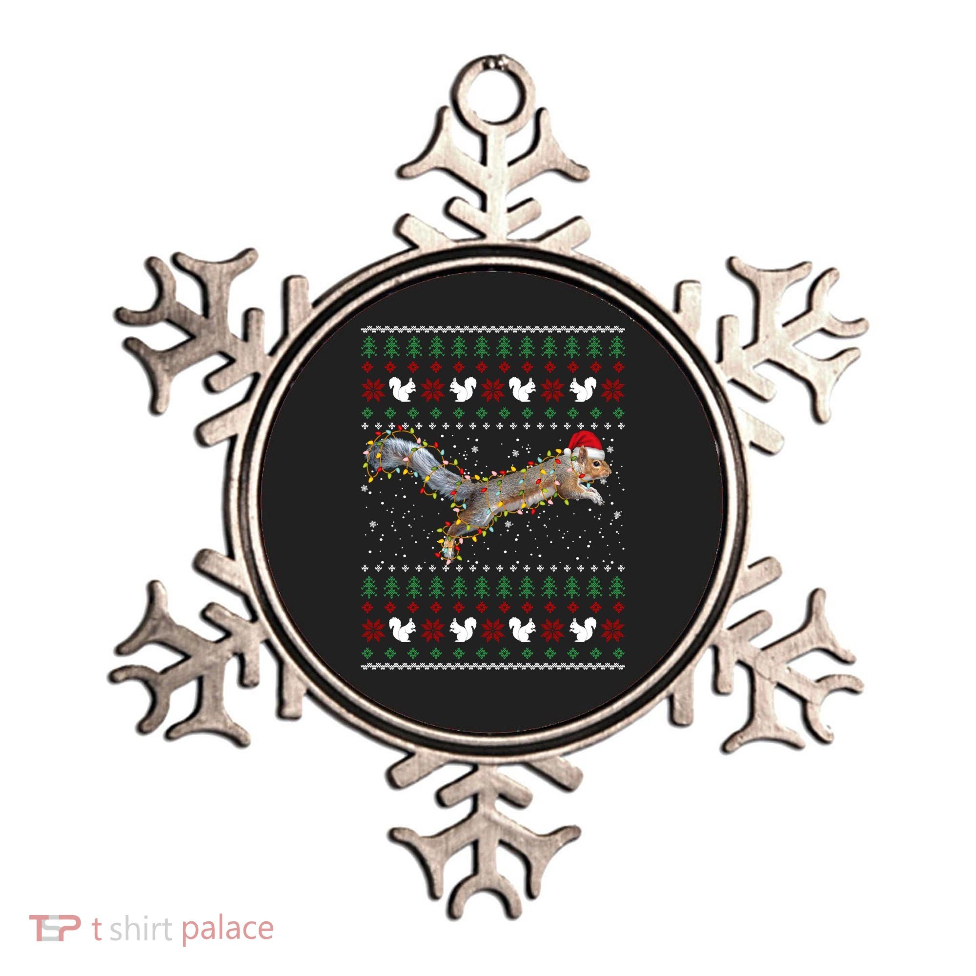 Cute Squirrel Santa's Hat Ugly Christmas Sweater Tee Xmas Gift Ornament