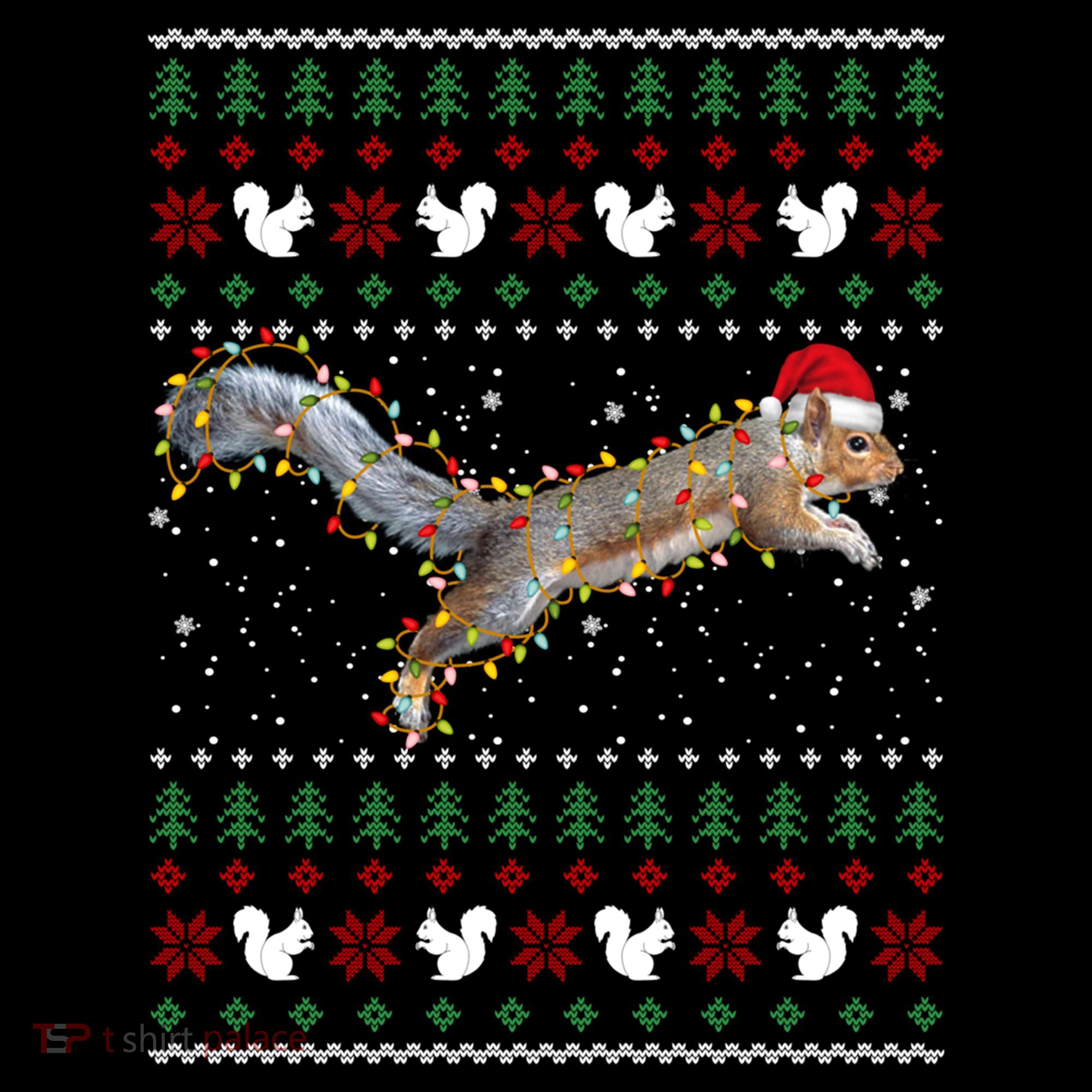 Cute Squirrel Santa's Hat Ugly Christmas Sweater Tee Xmas Gift Ornament