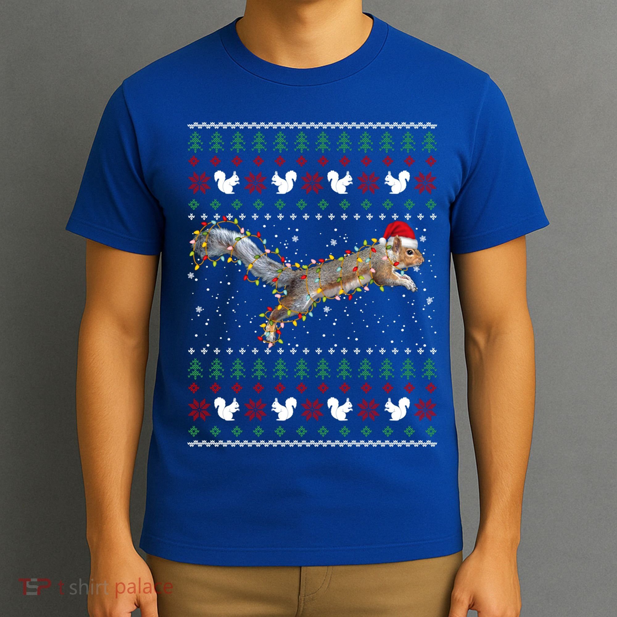 Cute Squirrel Santa's Hat Ugly Christmas Sweater Tee Xmas Gift T-Shirt
